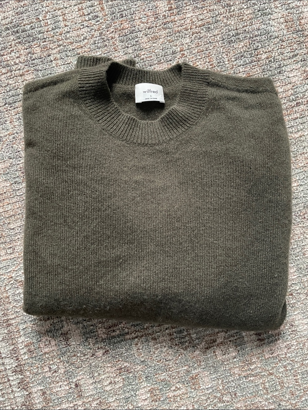 Aritzia Wilfred Wool-Cashmere Green Crewneck Sweater